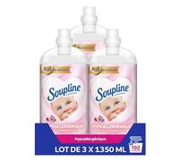 SOUPLINE Adoucissant Linge Hypoallergénique Concentré Senteur Amande Douce, Assouplissant Linge Formule Améliorée pour Plus de Douceur*, Assouplissant Textile Liquide, Soupline Lot de 3x1,35L