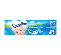 SOUPLINE - Adoucissant Voile Fraîcheur Grand Air, Douceur Sublimée en Lingettes Pratiques (Boîte 20) - Le Lot De 3