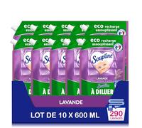 SOUPLINE - Berlingot Eco-Recharge Adoucissant à Diluer - Parfum 3D Lavande - Douceur Irrésistible - Lot de 10 Recharges x 600ml