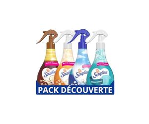 Soupline - Pack Découverte Brume de linge - Grand Air - Vanille - Coco - Fleurs Blanches - Lot de 4x300ml