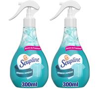 SOUPLINE - Spray Brume Anti-Plis - Défroissant Sans Repassage - Rafraîchit les Vêtements - Parfum Fleurs Blanches - Spray 300ml (Lot de 2)