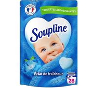 SOUPLINE Tablettes Adoucissantes Coeur Grand Air,Parfume le Linge de Maison,Douceur et Parfum Irrésistibles,28 Tablettes-28 Lavages