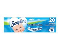 SOUPLINE Voiles Sèche-Linge Adoucissants Grand Air, Parfume le Linge de Maison, Parfum Longue Durée,Complément Idéal à Votre Lessive et à Votre Adoucissant Linge, 20 Lingettes Soupline Grand Air