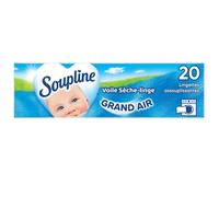 SOUPLINE Voiles Sèche-Linge Adoucissants Grand Air, Parfume le Linge de Maison, Pour Tous Sèche-Linges, 20 Lingettes, lot de 6