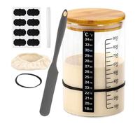 Sour dough Jar for Starter - Sour Dough Starter Jar | Reusable Wide Mouth Glass Sourdôugh Fermentation Fôr Baking | Yaourt Fermentation Kit for Beginners | Multifunctional Sourdôugh Starters Jars Kit