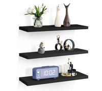 Sour Lemon 3PCS Étagères flottantes noires, étagères murales de 58 cm, étagères fixées par vis, présentoirs muraux décoratifs et de rangement pour salon, chambre, cuisine (noir, 58x15x1,5 cm)