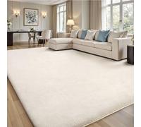 Sour Lemon Grand tapis à poils longs, lavable et antidérapant pour salon, chambre à coucher, chambre d'enfant - Disponible en gris et crème - 120 x 160 cm