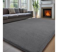 Sour Lemon Grand tapis à poils longs pour salon et chambre à coucher, tapis pelucheux lavable, antidérapant, 140 x 200 cm, gris