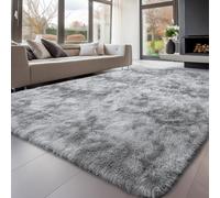 Sour Lemon - Tapis à poils longs doux et moelleux pour chambre à coucher et salon, lavable, antidérapant, extra large, 120 x 160 cm, gris