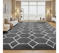 Sour Lemon Tapis de salon, à poils longs, gris, 240 x 300 cm, lavable, antidérapant, extra large, moelleux, moderne, pour chambre à coucher, chambre d'enfant