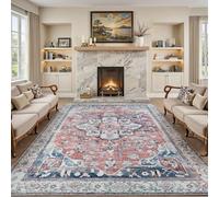 Sour Lemon Tapis de salon de style bohème vintage - Grand tapis décoratif - Carreaux de zone pour chambre à coucher - Lavable en machine - Antidérapant - Imitation cachemire (275 x 370 cm)