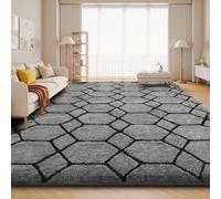 Sour Lemon - Tapis doux à poils longs pour salon, gris, 160 x 230 cm, lavable, antidérapant, extra grand, moderne, pour chambre à coucher, chambre d'enfant