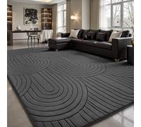 Sour Lemon Tapis pour salon, 140 x 200 cm, motif demi-cercle 3D, tapis gris pour chambre à coucher, tapis extra grands pour salon, lavables en machine, antidérapant, tapis à poils courts pour