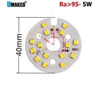 Source de lampe à LED blanche, 5W, 40mm, CRI 95, SMD2835, luminosité, tableau lumineux, bricolage, convaincu, downlight, suivi, 3000, 4500K, 10 pièces