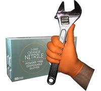 SOURCE HYGIENE ASAP T-Grip ORANGE Gants jetables en nitrile sans poudre, 8,5g DIAMANT texturé - Boîte de 50 (M)