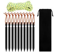 Sourceton extérieur Tente Piquets Piquets, Lot de 10 Premium 17,8 cm Piquets de Tente Piquets et 33 Pieds 5 mm réfléchissant Guy Lignes avec étui