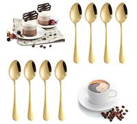 SourceTon Gold Demitasse Lot de 8 mini cuillères à café dorées pour dessert, café, sucre, thé, apéritif (12,4 cm)