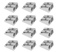 SourceTon Lot de 12 taille-crayons en métal avec 2 trous, double lame d'affûtage en métal, double trou, taille crayon rectangulaire