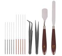 SourceTon Lot de 14 outils de nettoyage et de démontage des buses d'imprimante 3D, 2 couteaux à palette, 10 aiguilles (5 x 0,4 mm, 5 x 0,3 mm) et 2 pinces à épiler