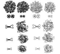 SourceTon Lot de 180 paires de crochets et de fermeture à œillets pour jupe, 2 styles de boutons-pression avec boutons-pression en métal pour pantalons, jupes, robes, couture, loisirs créatifs (noir,