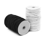 SourceTon Lot de 2 cordes élastiques - 2 mm - Noir et blanc - 50,3 m - Idéales pour les travaux manuels, les nœuds et les usages domestiques