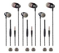 SourceTon Lot de 3 écouteurs intra-auriculaires avec télécommande et microphone, isolation phonique en laiton, anti-nœuds, pour smartphones iOS et Android, ordinateurs portables