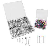 SourceTon Lot de 500 épingles à nourrice et épingles à coudre, 300 épingles à nourrice de tailles assorties avec 200 épingles droites à tête sphérique de 3,6 cm