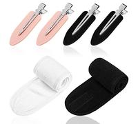 SourceTon Lot de 6 pinces à cheveux et bandeau de spa pour le visage, 4 pinces à cheveux sans pliage et 2 bandeaux de sport pour le maquillage, la douche, le bain