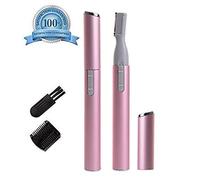 Sourcil Tailleur Électrique Femmes Poils Du Visage Solvant pour Femmes, Bikini Tondeuse Cheveux Rasoir Mise en Forme Set, avec Brosse et Peigne, Portatif Style, Batterie Fonctionnant (Rose)