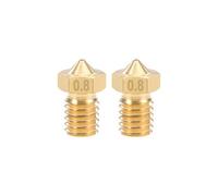 sourcing map 0.8mm 3D Buse Imprimante Tête M6 Remplacement Filetage pour V5 V6 1.75mm Impression Extrudeuse Laiton 2pcs