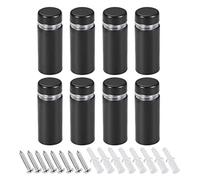 sourcing map 1/2 Diamètre x 1-5/16"(12x33mm) Écartement Vis Paroi Montage Panneau Supports Acrylique Verre Clous Noir avec Vis 8pcs