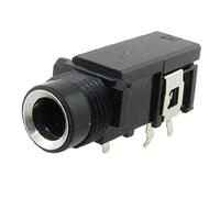 sourcing map 1/4 "165 mm Casque Jack stéréo PCB sur Support à 3 Broches Noir