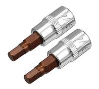 sourcing map 1/4" Empreinte x H5 5mm Douille Hexagonal Pointe S2 Acier CR-V 1.5" Longueur pour Usage Manuel Seulement 2Pcs