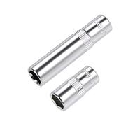 sourcing map 1/4 Pouce Embout 8mm Douille 6 Pans Superficiel et Profond Ensemble Cr-V Acier 2 Pcs