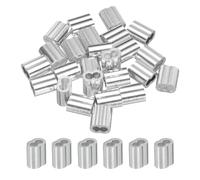 sourcing map 1/8" 3mm Aluminium Sertissage Boucle Manchon Double Ferrule pour Fil Corde Câble Ligne Extrémité, Argent 25pcs