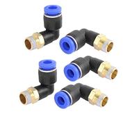sourcing map 1/8BSP Mâle à 6mm Tube Coude Connecteurs Rapide Brancher Raccords 5Pcs