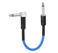 sourcing map 1 câble de raccordement de guitare de 25,4 cm pour pédalier de 6,35 mm en métal coudé droit TS à angle droit pour console de mixage et pédale d'effet d'instrument, bleu