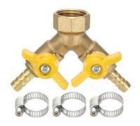 sourcing map 1 ensemble de répartiteurs de valve d'arrêt en laiton à 3 voies, 8 mm, filetage femelle G1/2, robinet à boisseau sphérique en forme de Y pour air, gaz, carburant