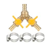 sourcing map 1 ensemble de répartiteurs de valve d'arrêt en laiton à 3 voies, raccord cannelé de tuyau de 11,5 mm, robinet à boisseau sphérique en forme de Y à 2 interrupteurs pour air, gaz, carburant