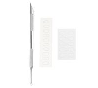 sourcing map 1 lot de repousse-cuticules double face en métal avec feuilles de papier abrasif grain 100/180 pour manucure, pédicure, nail art