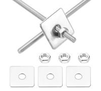 sourcing map 1 lot de tiges entièrement filetées M3 x 300 mm, tiges filetées en acier inoxydable 304, filetage à droite avec écrou rondelle carrée pour ancrage structurel, vis de fixation