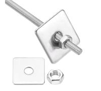 sourcing map 1 lot de tiges entièrement filetées M3 x 500 mm, tiges filetées en acier inoxydable 304, filetage à droite avec écrou rondelle carrée pour ancrage structurel, vis de fixation
