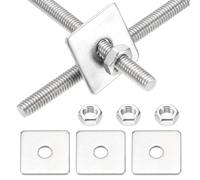 sourcing map 1 lot de tiges entièrement filetées M4 x 400 mm, tiges filetées en acier inoxydable 304, filetage à droite avec écrou rondelle carrée pour ancrage structurel, vis de fixation