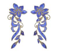 sourcing map 1 paire de patchs floraux à paillettes - 30,5 cm - Écusson brodé à repasser ou à coudre pour scène, mariage, drame, robe, veste, bleu saphir