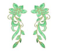 sourcing map 1 paire d'écussons brodés à paillettes pour scène, mariage, drame, robe, veste, 30,5 cm, vert