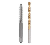 sourcing map 10-24 UNC Taraud Droit Cannelure et 3,9mm Hélicoïdal Foret Embout Ensemble Titane Plaqué 6542 Haute Vitesse Acier Trépan Forage Machine Taraudage