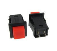 sourcing map 10 Pcs AC 125V/3A 250V/1A N/O SPST bouchon rouge verrouillage Bouton poussoir interrupteur ON/OFF