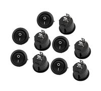 sourcing map 10 Pcs Noir Rond Bouton SPST on/Off Interrupteur à Bascule AC 125V/12A 250VAC/ 10A