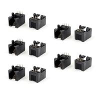 sourcing map 10 Pcs90 Degré 6 Broche Ronde Prise RJ12 6P6C Connecteur PCB modulaire Réseau Noir Jacks