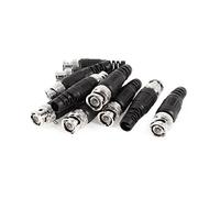 sourcing map 10 x Coaxial Adaptateur Noir Plastique Queue BNC Mâle Soudure Adaptateur Argenté